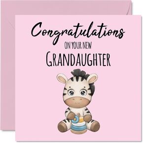 Stuff4 New Baby Girl Card - New Daughter - Congratulations Baby Girl Cards Newborn, Well Done Congrats New Baby Cards, Welcome To The World Home Gifts, 5.7 x 5.7 Inch Baby Greeting Cards for Parents