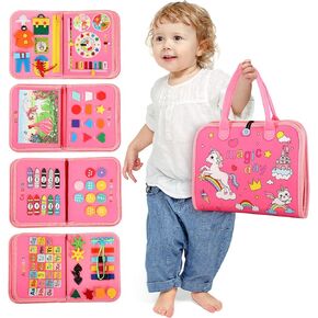 Toddler Busy Board，Montessori Toddler Busy Book，Toys For 3 Year Old Girl Birthday Gift，Sensory Bins Toys，Learning Toys，Preschool Learning Activities Book Airplane Travel Essential Kid Toys