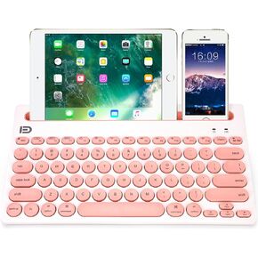 Wireless Keyboard, Dual Channel Multi-Device Universal Cute Wireless Bluetooth Keyboard Portable Slim with 20m Connection Distance for Tablet Smart Phone PC Windows Android iOS Mac (Black)