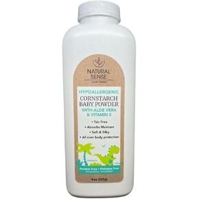 Plant-Based Hypoallergenic Cornstarch Baby Powder with Aloe Vera & Vitamin E, 9oz