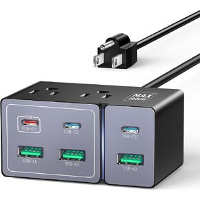 USB C Charger Block Charging Station: 8 Port 160W Charging Hub for Multiple Devices - GaN Charger Brick Max 65W Power for MacBook Pro Air DELL HP iPhone iPad Galaxy S24-2000W Max AC for Home Travel in Saudi Arabia