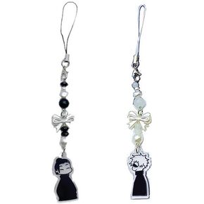 Mamarmot 2Pack Anime Cell Phone Straps Keychain Gojo Geto Figure Y2k Phone Chain Beaded Lucky Fish Star Keyring Charm