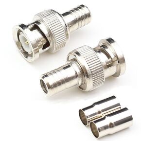 BNC Male Crimp Connector BNC Male Coax Adapter for Security Camera CCTV Coaxial cable 2Packs