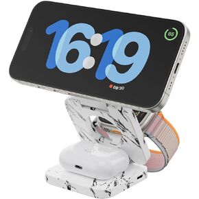 X55 Nature Series Fast Wireless Charger, Magnetic Foldable 3 in 1 Charging Station for iPhone 15/14/13/12/Pro/Plus/Pro Max, 5W Portable Charger for Apple Watch9/8/7/6/5/4/3/2/SE, for Airpods