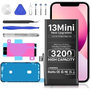 Battery for iPhone 13 Mini, [3200mAh] New 0 Cycle Higher Capacity Battery Replacement for iPhone 13 Mini Model A2481, A2626, A2628, A2629, A2630 with Complete Repair Tools Kits