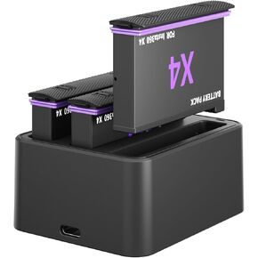 E EGOWAY Insta360 X4 Battery - High Capacity Long-Lasting Camera Battery for Insta360 X4, 2500mAh Rechargeable Replacement 2 Batteries with Fast Charge Hub Bundle