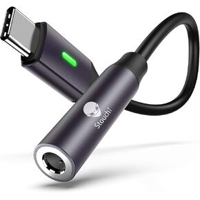 Stouchi USB C to 3.5mm Dongle Adapter, USB C to 3.5mm Headphone Jack Hi-Fi DAC Compatible with iPhone 15 Pixel 8 7/6a/6/5, iPad mini 6, Samsung Galaxy S22/S21/S20 plus ultra, Note 20/10- Grey
