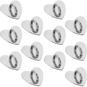 12 Pieces Phone Charm Hook, Cell Phone Finger Ring Phone Keychain Ring Adhesive Metal Phone Finger Grip Loop Stand Heart Holder for DIY Phone Case Pad Tablet Supplies Silver