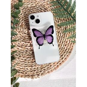 Green Nature Butterfly Phone Grip Stand, Cute Butterfly Cell Phone Holder,Collapsible Phone Charms Accessory,Expanding Kickstand Phone Grip with Interchangeable Base,Grip Handle for Kindle
