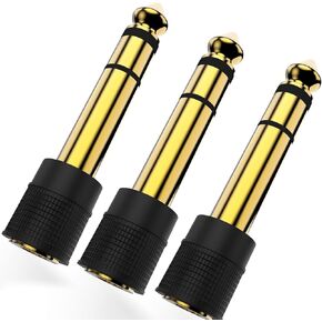 1/4 inch to 1/8 inch Stereo Audio Adapter, 6.35mm Male to 3.5mm Female, for Aux Cable, Guitar Amp, Headphones, 3 Pack