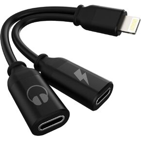 Headphone Adapter Double Compatible for Lightning to Audio Jack and Charger Earphone Charging Splitter Compatible with iPhone 11 12Mini pro xs xr x 7 8plus for ipad air Connector Converter