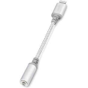Moshi Integra Lightning to 3.5mm Headphone Jack Adapter [MFi Certified], DAC Chip Integrated, Ballistic Nylon Braiding, Aluminum Housings, Exceeds 10,000 Bend Cycles, for iPhone/iPad, Jet Silver