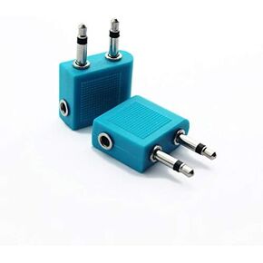 Airplane Airline Flight Adapters for Headphones， Airplane Headphone Adapter, UCEC 3.5mm Golden Plated Airline Earphone Adapter for in-Flight Entertainment System, 2 Pack (Blue)