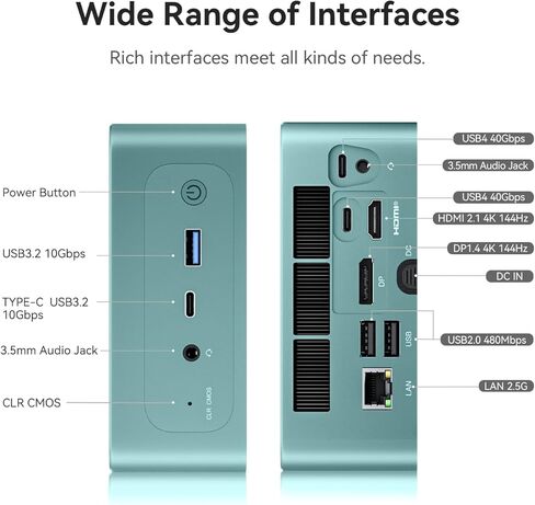 Beelink Mini PC, SER6 MAX Ryzen7 7735HS (up to 4.75GHz) Mini Computer, AMD Radeon 680M, 32GB DDR5 500GB Ryzen 7, Small Gaming PC Quad Displays HDMI+DP+Dual USB4, 2.5Gbps, WiFi 6+BT5.2 in Saudi Arabia
