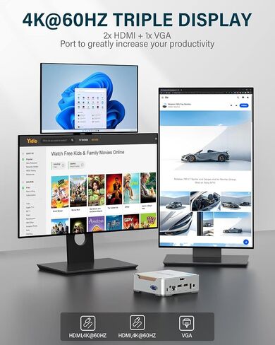 كمبيوتر KAMRUI GK3 Plus Mini PC، Intel Alder Lake الثاني عشر - N95 (حتى 3.4 جيجا هرتز) ذاكرة الوصول العشوائي 8 جيجا بايت 256 جيجا بايت M.2 SSD كمبيوتر صغير، جيجابت إيثرنت، 4K UHD، شبكة Wi-Fi مزدوجة، BT 4.2 كمبيوتر مكتبي صغير للمنزل/الأعمال in Saudi Arabia