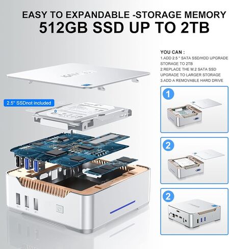 كمبيوتر KAMRUI GK3 Plus Mini PC، Intel Alder Lake الثاني عشر - N95 (حتى 3.4 جيجا هرتز) ذاكرة الوصول العشوائي 8 جيجا بايت 256 جيجا بايت M.2 SSD كمبيوتر صغير، جيجابت إيثرنت، 4K UHD، شبكة Wi-Fi مزدوجة، BT 4.2 كمبيوتر مكتبي صغير للمنزل/الأعمال in Saudi Arabia