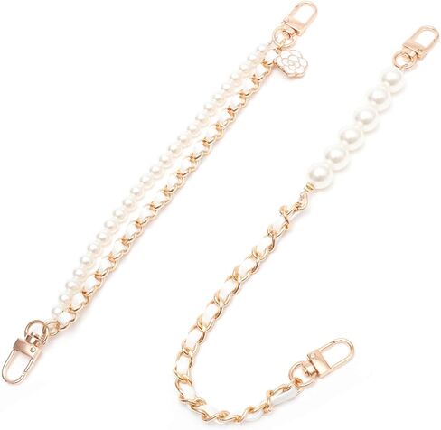 2Pcs Phone Lanyard Wrist Strap with Pearl and Metal,Cell Phone Charm Bead Double Chain for Women and Teen Gril Hand,Hands-free Charms for Wallet Heart Camera in Saudi Arabia