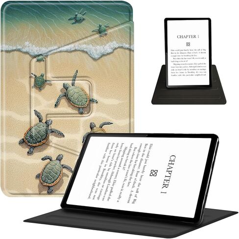 حافظة لجهاز Amazon 6.8 بوصة Kindle Paperwhite (إصدار الجيل الحادي عشر 2021) غطاء من جلد البولي يوريثان بحامل دوار 360 درجة مع خاصية النوم التلقائي، غروب الشمس عباد الشمس in Kuwait