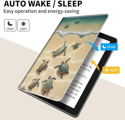 حافظة لجهاز Amazon 6.8 بوصة Kindle Paperwhite (إصدار الجيل الحادي عشر 2021) غطاء من جلد البولي يوريثان بحامل دوار 360 درجة مع خاصية النوم التلقائي، غروب الشمس عباد الشمس in Kuwait