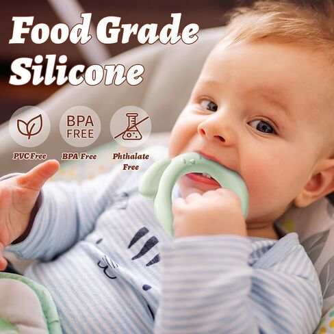 ألعاب عضاضة لحديثي الولادة من NCVI للأطفال من عمر 0-6/3-6 أشهر، مجموعة مكونة من 4 قطع، ألعاب توحد حسية مطاطية من السيليكون للرضع والأطفال لتخفيف آلام التسنين، 100% سيليكون من الفئة الغذائية خالٍ من مادة BPA، طراز 1 in Kuwait