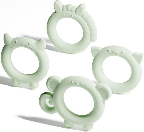 ألعاب عضاضة لحديثي الولادة من NCVI للأطفال من عمر 0-6/3-6 أشهر، مجموعة مكونة من 4 قطع، ألعاب توحد حسية مطاطية من السيليكون للرضع والأطفال لتخفيف آلام التسنين، 100% سيليكون من الفئة الغذائية خالٍ من مادة BPA، طراز 1 in Kuwait