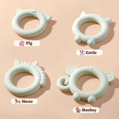 ألعاب عضاضة لحديثي الولادة من NCVI للأطفال من عمر 0-6/3-6 أشهر، مجموعة مكونة من 4 قطع، ألعاب توحد حسية مطاطية من السيليكون للرضع والأطفال لتخفيف آلام التسنين، 100% سيليكون من الفئة الغذائية خالٍ من مادة BPA، طراز 1 in Kuwait