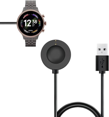 Smart Watch Magnetic Charger for Michael Kors Gen 6/Gen 5E/Gen 5/Gen 4, Fossil Gen 6/Gen 5/Gen 4/Sport, Accessories Charger Cable Built-in Overcurrent Protection 3.3ft 2Pin [Black] in Kuwait