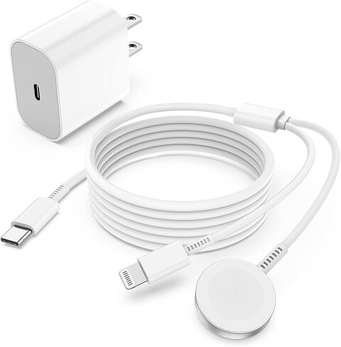 شاحن ساعة Apple لساعة Apple Series 9/8/ultra، كابل شاحن سريع 2 في 1 ذكي iWatch بطول 6 أقدام متوافق مع Apple Watch Series 9/8/SE/7/6/5/4/3، وكابل USB C إلى Lightning لهاتف iPhone 14/13/12 in Saudi Arabia