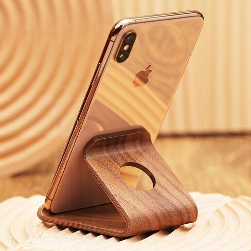 Wooden Cell Phone Stand,Desktop Portable Phone Holder Compatible with iPhone 15 Pro Max 14 Plus 13 12 se,Natural Wood Smartphone Holder for Desk Office,Wooden Craft(Structure Stand) in Saudi Arabia