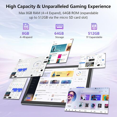 أحدث جهاز لوحي Android 14 لعام 2024، معالج ثماني النواة + 64 جيجابايت + 8 جيجابايت/512 جيجابايت قابل للتوسيع، جهاز لوحي 10 بوصة WiFi 6 +BT 5.0، أجهزة لوحية بكاميرا عالية الدقة بدقة 18 ميجابكسل مع بطارية 7000 مللي أمبير في الساعة، جهاز لوحي 2 في 1 مع حافظة in Saudi Arabia
