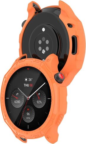 Protective Case Compatible for Amazfit GTR 4 Case Cover Bumper Shell TPU Anti-Scratch Frame for Amazfit GTR 4 GTR4 Smart Watch Accessories Coverage Protector (Green/Orange) in Saudi Arabia