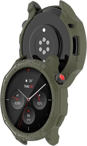 Protective Case Compatible for Amazfit GTR 4 Case Cover Bumper Shell TPU Anti-Scratch Frame for Amazfit GTR 4 GTR4 Smart Watch Accessories Coverage Protector (Green/Orange) in Saudi Arabia