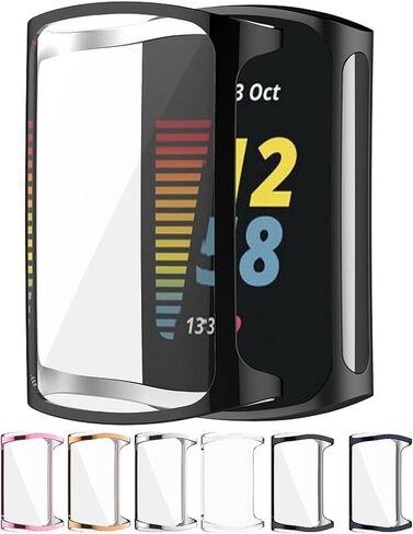 غطاء حافظة متوافق مع أغطية حماية Fitbit Charge 6/Charge 5، حافظات حماية بديلة ناعمة مضادة للسقوط من مادة TPU لملحقات الساعات الذكية (أسود) in Saudi Arabia
