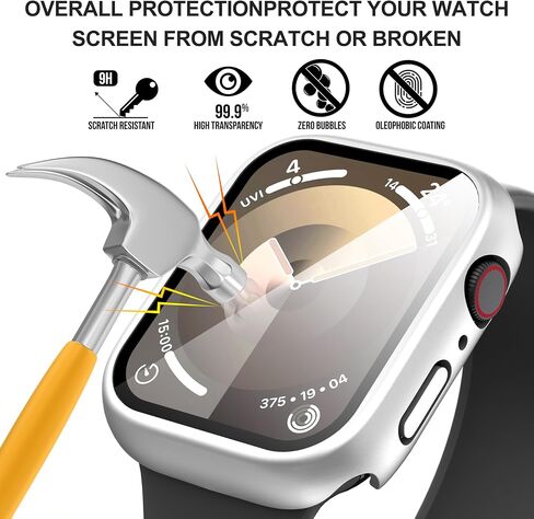 Suoman 3 عبوات لساعة Apple Watch Series 6 5 4 44 مم مقاومة للماء، واقي شاشة من الزجاج المقوى الصلب للحماية الشاملة 360 درجة لساعة iWatch Series 6 5 4 44 مم (أسود أسود أسود) in Saudi Arabia