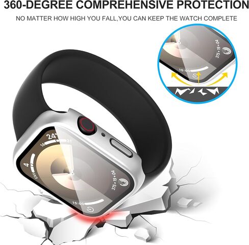 Suoman 3 عبوات لساعة Apple Watch Series 6 5 4 44 مم مقاومة للماء، واقي شاشة من الزجاج المقوى الصلب للحماية الشاملة 360 درجة لساعة iWatch Series 6 5 4 44 مم (أسود أسود أسود) in Saudi Arabia