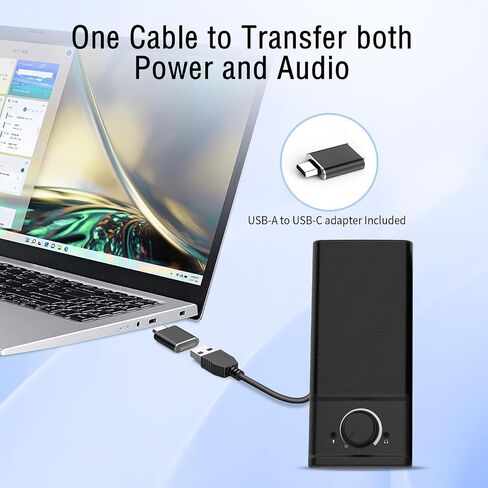 LENRUE A4 Vertial Computer Speaker for Desktop,Laptop,Tablet Computer, PC Speakers with 5W Basic Sound, One USB for Both Power and Audio,Plug and Play (Natural-Black) in Saudi Arabia