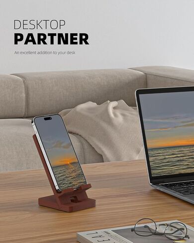 حامل هاتف محمول خشبي، حامل هاتف للمكتب، حامل شاشة الكمبيوتر اللوحي لجهاز iPad، متوافق مع جميع الهواتف المحمولة، ملحقات مكتب المكتب الخشبية in Kuwait