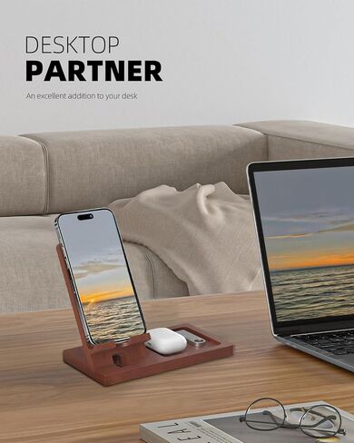 حامل هاتف محمول خشبي، حامل هاتف للمكتب، حامل شاشة الكمبيوتر اللوحي لجهاز iPad، متوافق مع جميع الهواتف المحمولة، ملحقات مكتب المكتب الخشبية in Kuwait