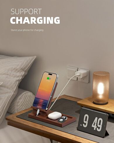 حامل هاتف محمول خشبي، حامل هاتف للمكتب، حامل شاشة الكمبيوتر اللوحي لجهاز iPad، متوافق مع جميع الهواتف المحمولة، ملحقات مكتب المكتب الخشبية in Kuwait