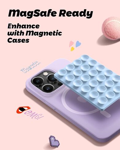 amBand Magnetic Suction Phone Mount for MagSafe Case, Silicone Octo Cup Buddy Sticky Grip Holder for iPhone, Removable Hands-Free Selfie/Video for TikTok Influencers, Women Gift, Light Pink in Saudi Arabia