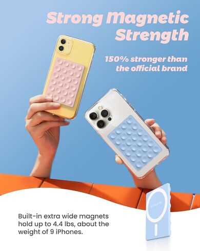 amBand Magnetic Suction Phone Mount for MagSafe Case, Silicone Octo Cup Buddy Sticky Grip Holder for iPhone, Removable Hands-Free Selfie/Video for TikTok Influencers, Women Gift, Light Pink in Saudi Arabia