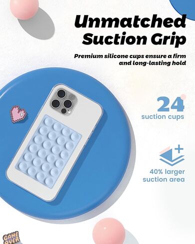 amBand Magnetic Suction Phone Mount for MagSafe Case, Silicone Octo Cup Buddy Sticky Grip Holder for iPhone, Removable Hands-Free Selfie/Video for TikTok Influencers, Women Gift, Light Pink in Saudi Arabia