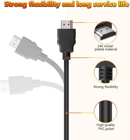 كابل HDMI 10 حزم بطول 5 أقدام، سلك HDMI مجدول عالي السرعة 18 جيجابت في الثانية، 1080 بكسل عند 60 هرتز، دولبي ترو اتش دي، DTS-HD متوافق مع الكمبيوتر المحمول، الشاشة، PS3، Xbox One، التلفزيون، المزيد in Saudi Arabia