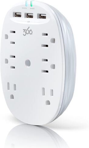 360 Electrical Studio 4.8 6-Outlet Surge Tap w/ 4.8A 3-Port USB and 1080 Joules of Surge Protection in Kuwait