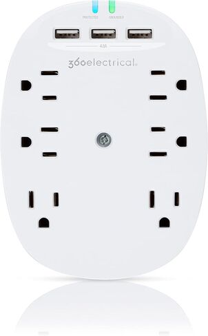 360 Electrical Studio 4.8 6-Outlet Surge Tap w/ 4.8A 3-Port USB and 1080 Joules of Surge Protection in Kuwait
