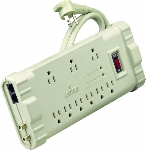 Leviton S2000-PS 120 فولت/15 أمبير، شريط زيادة التيار بدرجة المكتب، حاوية بلاستيك ABS، 6 أقدام، قابس 5-15P، أبيض in Saudi Arabia