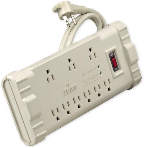Leviton S2000-PS 120 Volt/15 Amp, Office Grade Surge Strip, ABS Plastic Enclosure, 6-Ft, 5-15P plug , White in Saudi Arabia