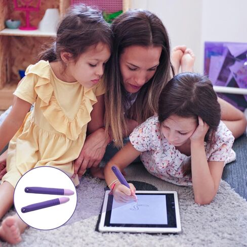 قطعتان من أقلام اللمس الملائمة للأطفال مع حبال مضادة للفقدان، أقلام لمس للأطفال لشاشات اللمس للأطفال، قلم كتابة متوافق مع أجهزة iPad iPhone Android وجميع الأجهزة التي تعمل باللمس (أرجواني) in Kuwait