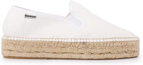 Palma Sustainable Platform Slip on Espadrilles for Women - Classic Style Breathable Eco Canvas Upper, Comfy Insole with Jute Midsole, Handmade Shoes, Made in Spain in Saudi Arabia