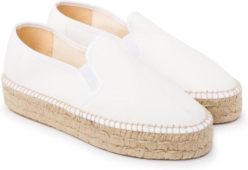 Palma Sustainable Platform Slip on Espadrilles for Women - Classic Style Breathable Eco Canvas Upper, Comfy Insole with Jute Midsole, Handmade Shoes, Made in Spain in Saudi Arabia